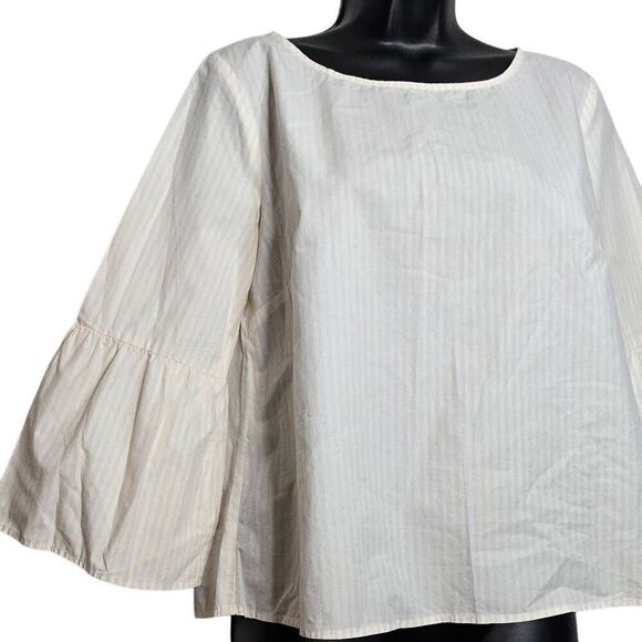 Madewell Blouse Women's Size Medium Bell Sleeve Stripe Popover Top - Picture 2 of 6